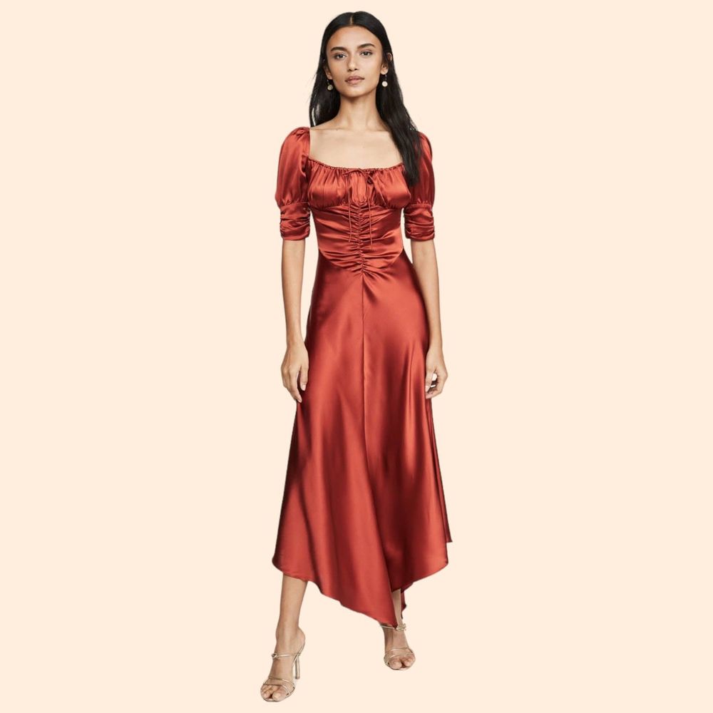 Alexis Neorene Ruched Silk Maxi Dress